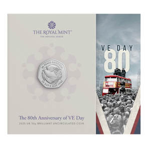 The 80th Anniversary of VE Day 2025 UK 50p Brilliant Uncirculated Coin